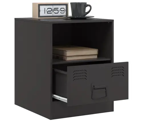 Naktsskapītis, Melns, 34,5X39X44 Cm, Tērauds Vidaxl Naktsskapītis, Melns, 34,5X39X44 Cm, Tērauds Vidaxl