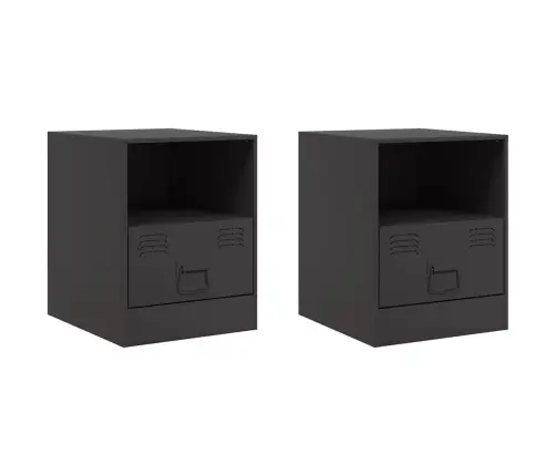 Naktsskapīši, 2 Gab., Melni, 34,5X39X44 Cm, Tērauds Vidaxl