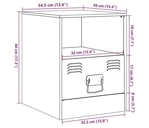 Naktsskapīši, 2 Gab., Melni, 34,5X39X44 Cm, Tērauds Vidaxl