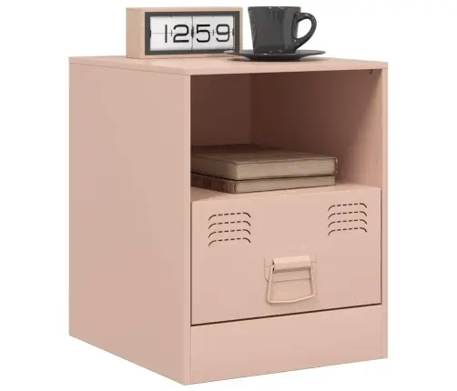 Naktsskapītis, Rozā, 34,5X39X44 Cm, Tērauds Vidaxl