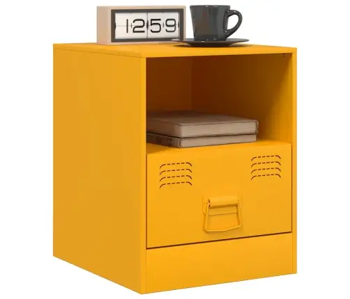 Naktsskapīši, 2 Gab., Sinepju Dzelteni, 34,5X39X44 Cm, Tērauds Vidaxl