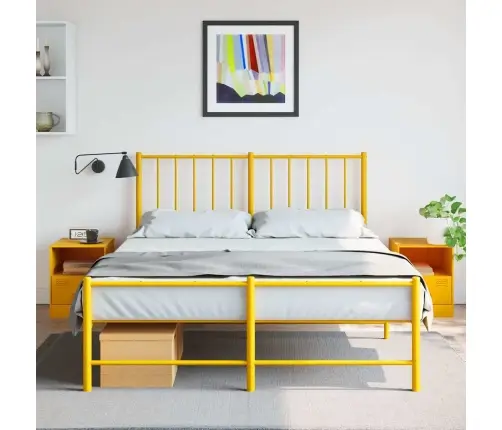 Naktsskapīši, 2 Gab., Sinepju Dzelteni, 34,5X39X44 Cm, Tērauds Vidaxl