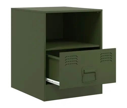 Naktsskapīši, 2 Gab., Olīvu Zaļi, 34,5X39X44 Cm, Tērauds Vidaxl