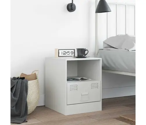 Naktsskapītis, Balts, 34,5X39X44 Cm, Tērauds Vidaxl