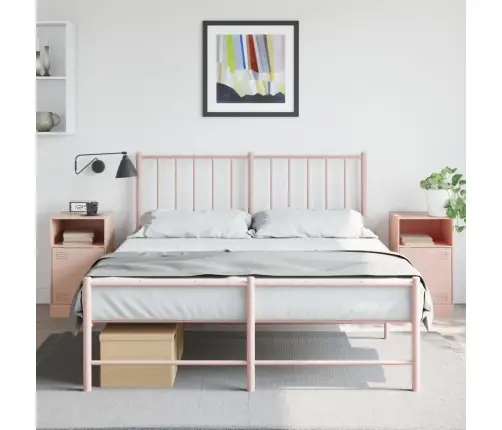 Naktsskapīši, 2 Gab., Rozā, 34,5X39X62 Cm, Tērauds Vidaxl