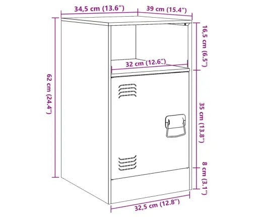 Naktsskapīši, 2 Gab., Sinepju Dzelteni, 34,5X39X62 Cm, Tērauds Vidaxl Naktsskapīši, 2 Gab., Sinepju Dzelteni, 34,5X39X62 Cm, Tērauds Vidaxl