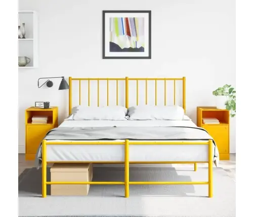 Naktsskapīši, 2 Gab., Sinepju Dzelteni, 34,5X39X62 Cm, Tērauds Vidaxl Naktsskapīši, 2 Gab., Sinepju Dzelteni, 34,5X39X62 Cm, Tērauds Vidaxl