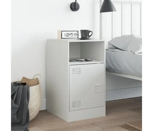 Naktsskapītis, Balts, 34,5X39X62 Cm, Tērauds Vidaxl