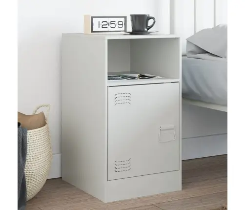 Naktsskapītis, Balts, 34,5X39X62 Cm, Tērauds Vidaxl