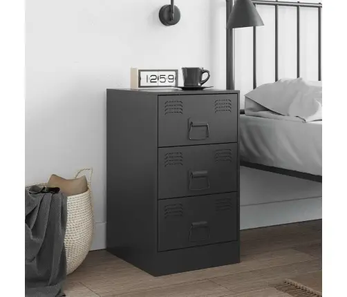 Naktinė Spintelė, Juodos Spalvos, 34,5X39X62cm Plienas