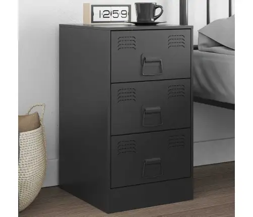 Naktinė Spintelė, Juodos Spalvos, 34,5X39X62cm Plienas