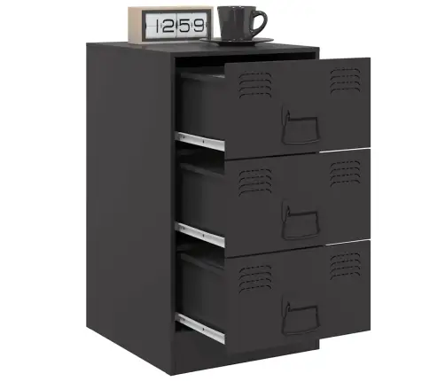 Naktinės Spintelės, 2Vnt., Juodos, 34,5X39X62cm Plienas