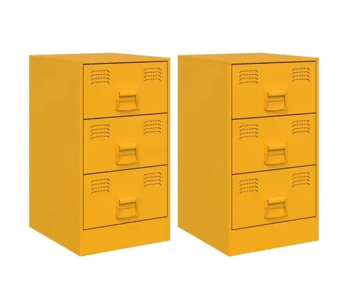 Naktinės Spintelės, 2Vnt., Garstyčių, 34,5X39X62cm Plienas