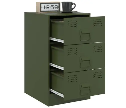 Naktinė Spintelė, Alyvuogių Žalia, 34,5X39X62cm Plienas