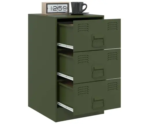 Naktsskapīši, 2 Gab., Olīvu Zaļi, 34,5X39X62 Cm, Tērauds Vidaxl