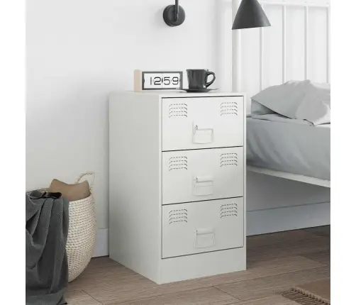 Naktsskapītis, Balts, 34,5X39X62 Cm, Tērauds Vidaxl