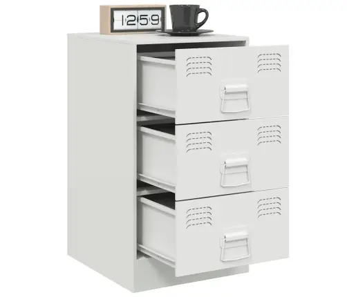 Naktsskapītis, Balts, 34,5X39X62 Cm, Tērauds Vidaxl