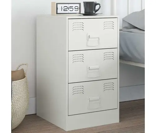 Naktsskapītis, Balts, 34,5X39X62 Cm, Tērauds Vidaxl