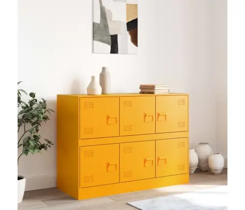 Kumode, Sinepju Dzeltena, 99X39X73 Cm, Tērauds Vidaxl