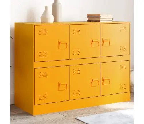 Kumode, Sinepju Dzeltena, 99X39X73 Cm, Tērauds Vidaxl