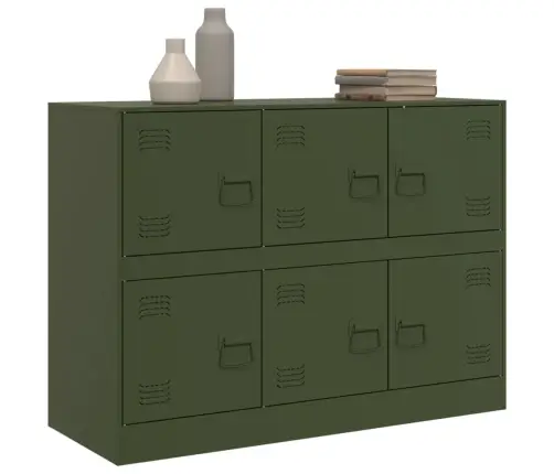 Kumode, Olīvu Zaļa, 99X39X73 Cm, Tērauds Vidaxl