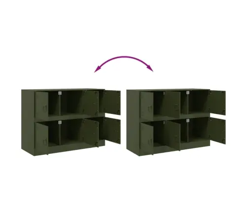 Kumode, Olīvu Zaļa, 99X39X73 Cm, Tērauds Vidaxl