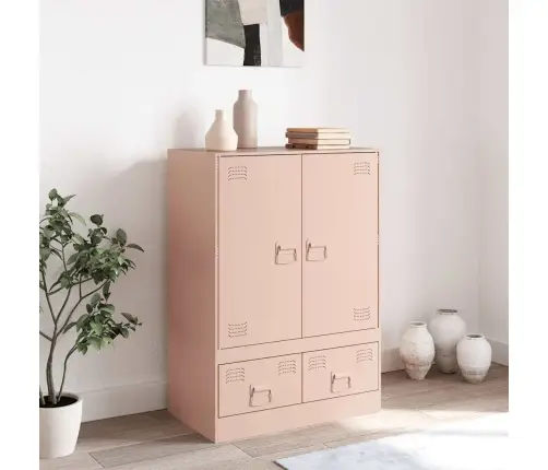Augstais Skapītis, Rozā, 67X39X95 Cm, Tērauds Vidaxl