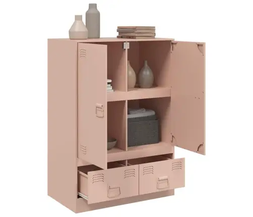 Augstais Skapītis, Rozā, 67X39X95 Cm, Tērauds Vidaxl
