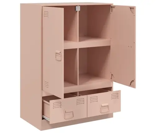 Augstais Skapītis, Rozā, 67X39X95 Cm, Tērauds Vidaxl