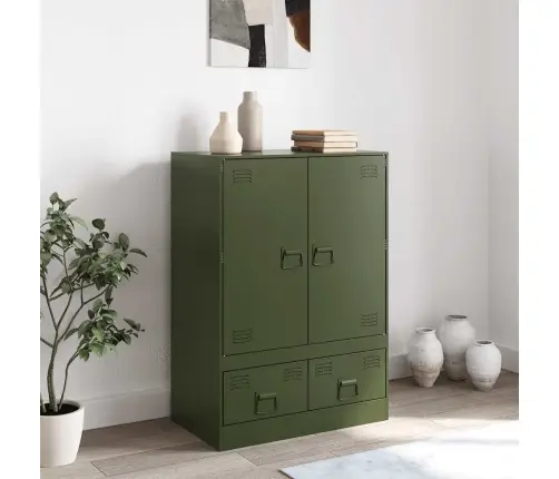 Augstais Skapītis, Olīvu Zaļš, 67X39X95 Cm, Tērauds Vidaxl