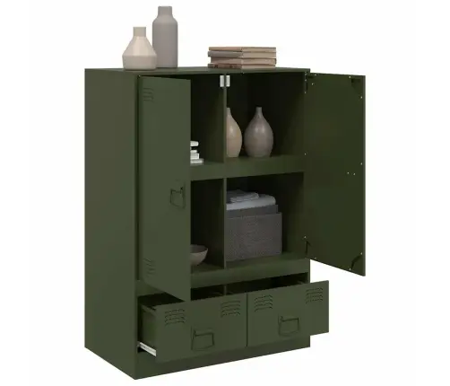 Augstais Skapītis, Olīvu Zaļš, 67X39X95 Cm, Tērauds Vidaxl