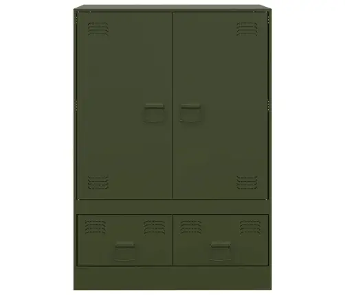 Augstais Skapītis, Olīvu Zaļš, 67X39X95 Cm, Tērauds Vidaxl
