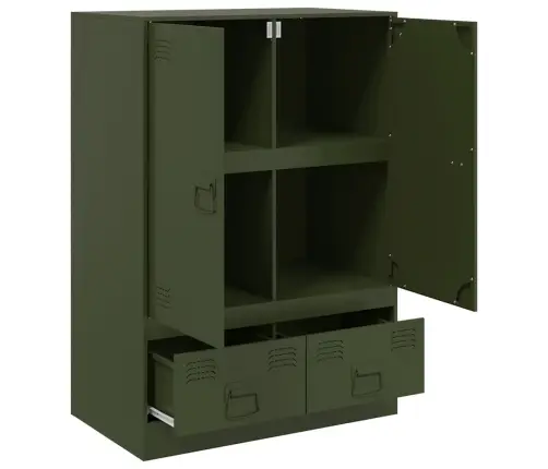Augstais Skapītis, Olīvu Zaļš, 67X39X95 Cm, Tērauds Vidaxl