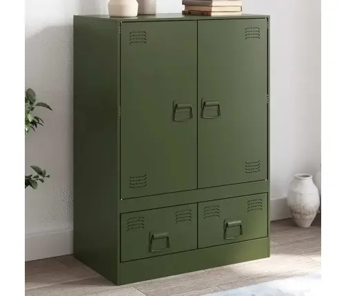 Augstais Skapītis, Olīvu Zaļš, 67X39X95 Cm, Tērauds Vidaxl