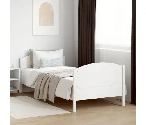 Gulta Bez Matrača, Balts, 90X200 Cm, Priedes Masīvkoks Vidaxl