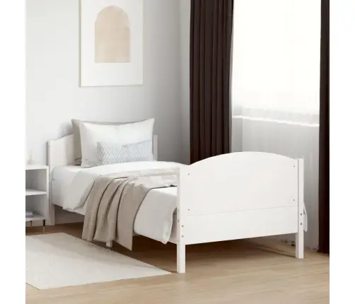 Gulta Bez Matrača, Balts, 75X190 Cm, Priedes Masīvkoks Vidaxl