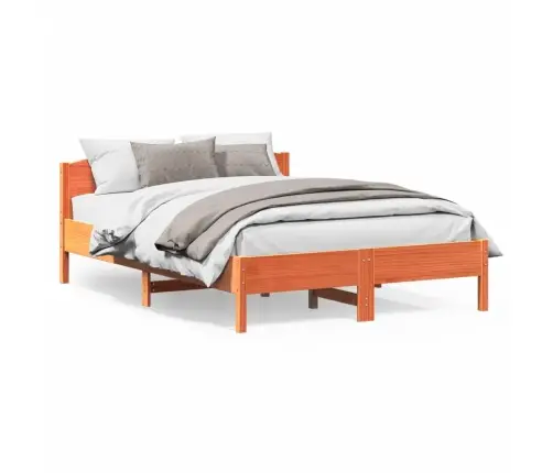 Gulta Bez Matrača, Vaska Brūnas, 140X200 Cm, Priedes Masīvkoks Vidaxl