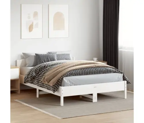 Gulta Bez Matrača, Balta, 120X200 Cm, Priedes Masīvkoks Vidaxl