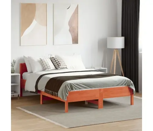 Gulta Bez Matrača, Vaska Brūnas, 140X190 Cm, Priedes Masīvkoks Vidaxl