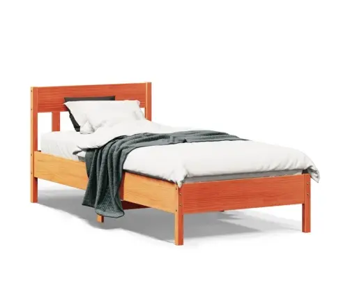 Gulta Bez Matrača, Vaska Brūnas, 90X200 Cm, Priedes Masīvkoks Vidaxl