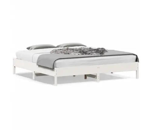 Gulta Bez Matrača, Balts, 180X200 Cm, Priedes Masīvkoks Vidaxl