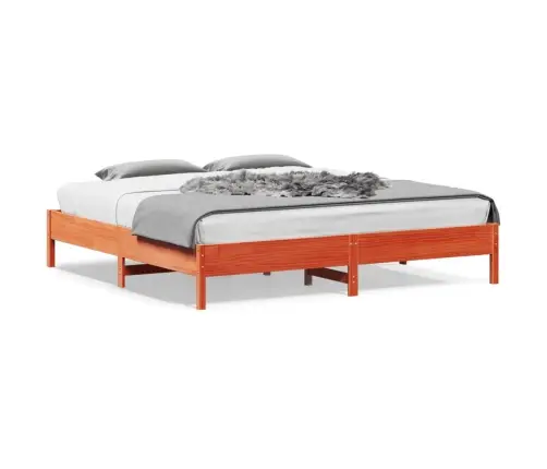 Gulta Bez Matrača, Vaska Brūnas, 180X200 Cm, Priedes Masīvkoks Vidaxl