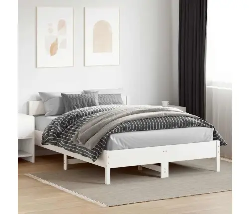 Gulta Bez Matrača, Balts, 160X200 Cm, Priedes Masīvkoks Vidaxl