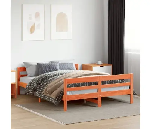 Voodiraam Ilma Madratsita, Vahapruun, 140 X 200 cm Männipuit