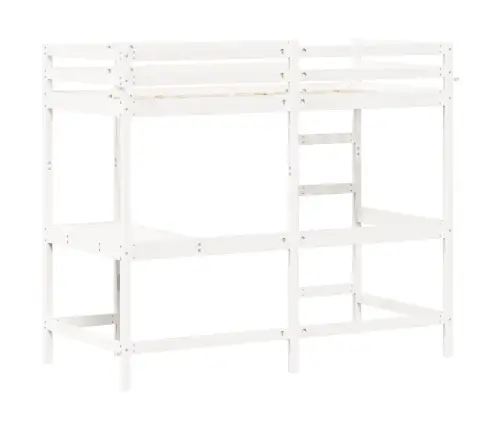 Aukšta Lova Su Rašomuoju Stalu, Balta, 90X200cm Pušis