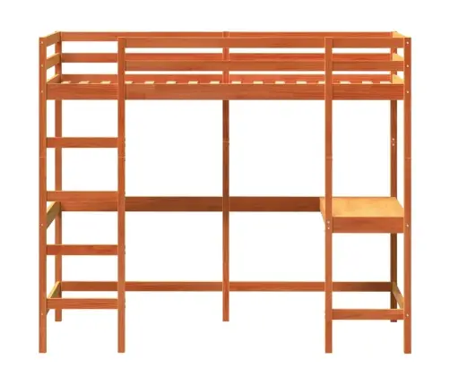 Aukšta Lova Su Rašomuoju Stalu, Vaško Ruda, 90X200cm Pušis