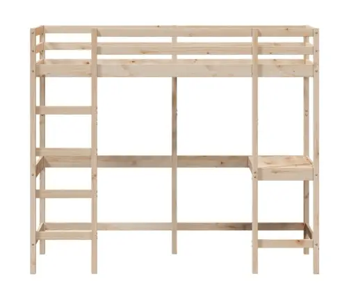 Aukšta Lova Su Rašomuoju Stalu, 80X200cm Pušies Masyvas