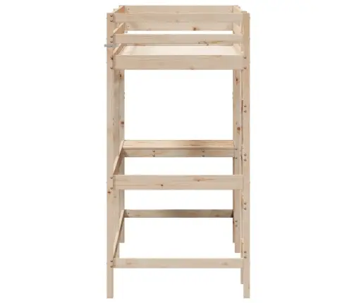 Aukšta Lova Su Rašomuoju Stalu, 80X200cm Pušies Masyvas