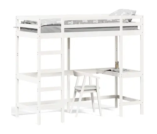 Narivoodi Lauaga, Valge, 80 X 200 cm Männipuit