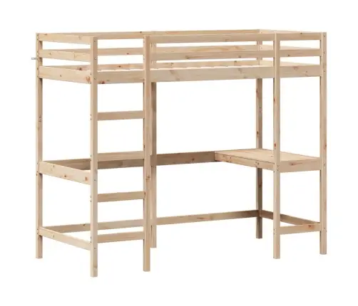 Augstā Gulta, Rakstāmgalds, 90X190 Cm, Priedes Masīvkoks Vidaxl